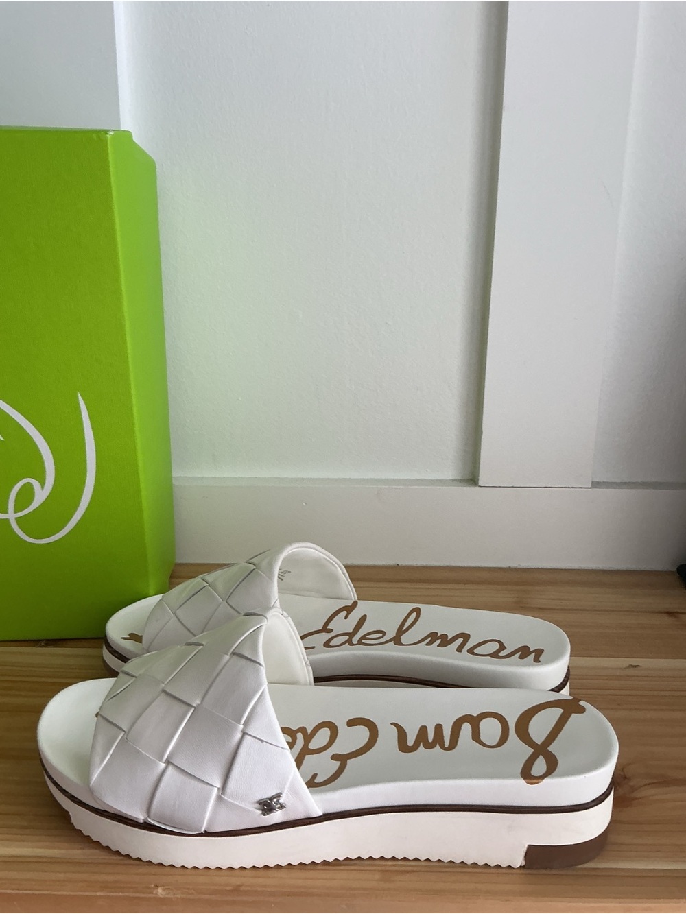 Sam Edelman White Woven Slide Sandals - Picture 3 of 5